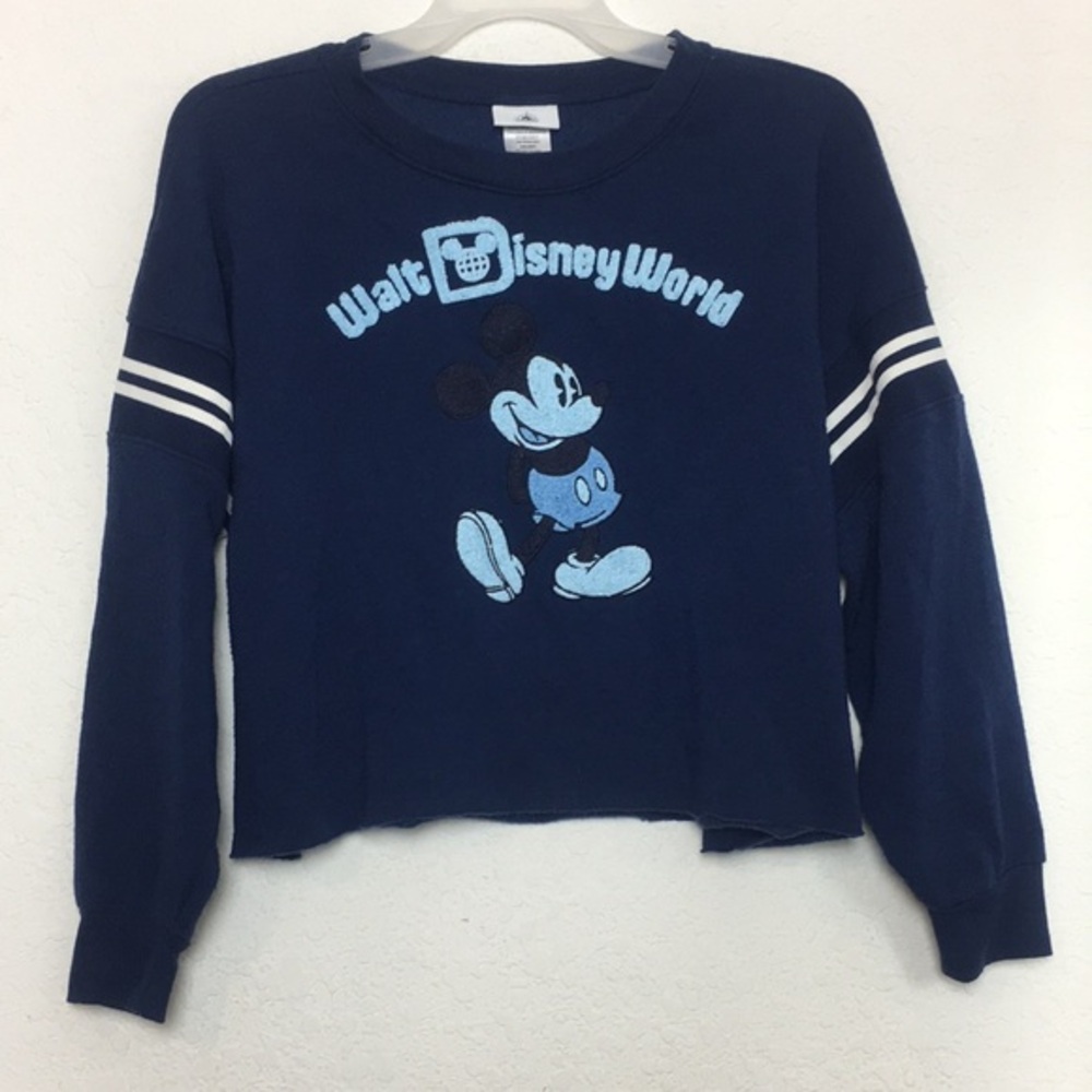 Women Disney Mickey Mouse Crop Navy Sweater Size L